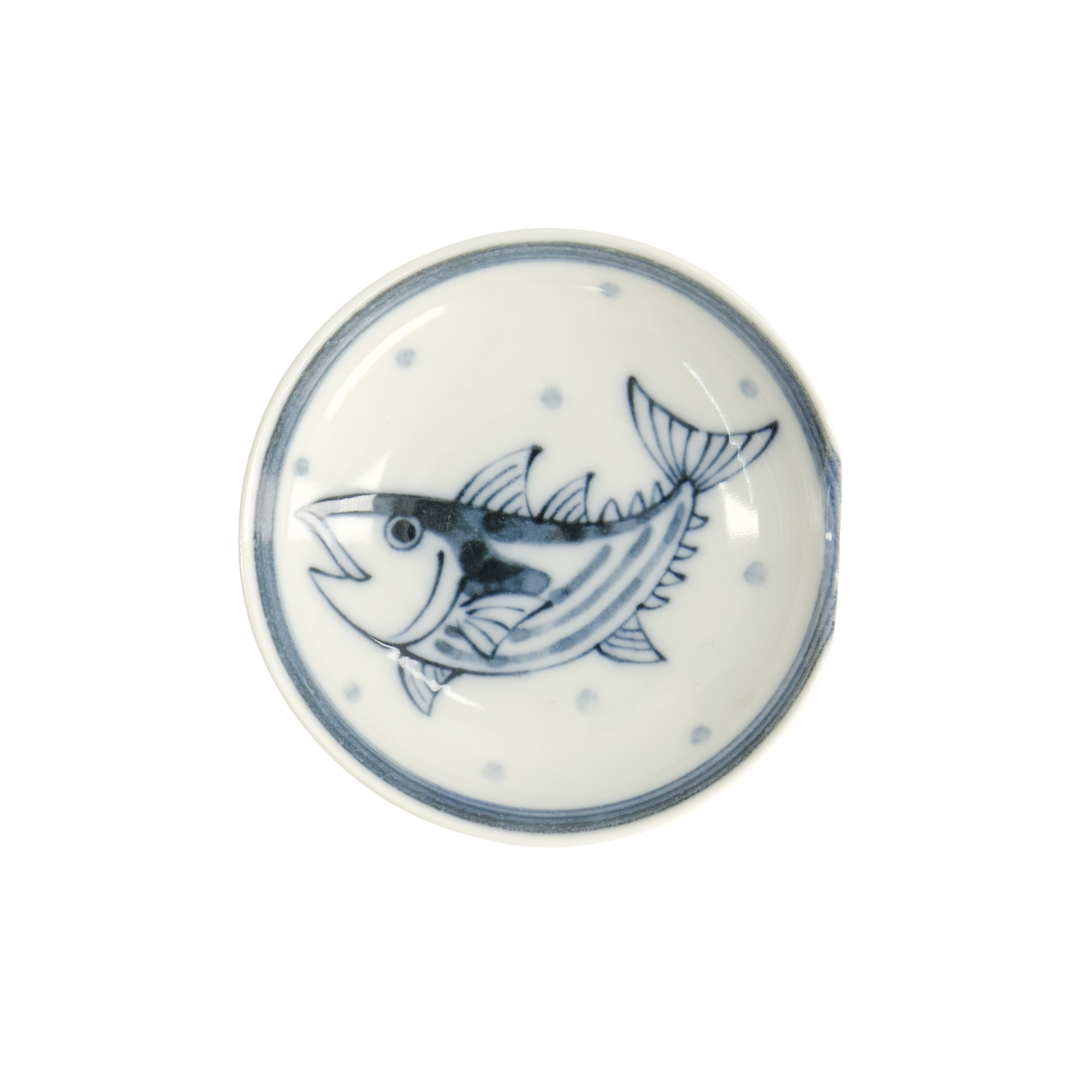 Bonito skål med spisepindeholder, blå/hvid - Ø9,4 cm.